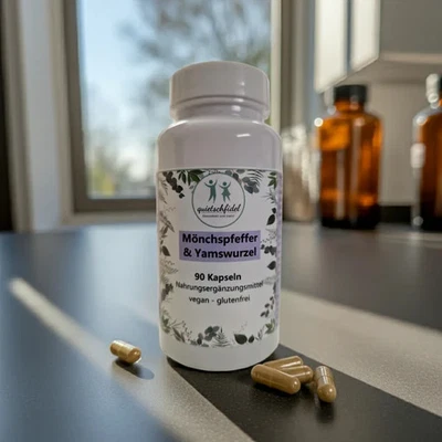 QUIETSCHFIDEL GESUNDHEIT UND MEHR GMBH Mönchspfeffer Kapseln mit Yamswurzel 90 Kapseln Hormon Balance für Frauen