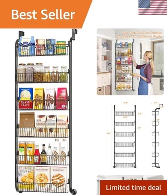 Elegante estante para especias de acero inoxidable negro de 6 niveles para una organización óptima de la cocina Foto 1 de 4