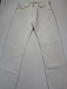 Diesel Jeans Mens 33x33 White Denim Modern Keetar Straight Button Fly Logo Italy - Picture 1 of 11