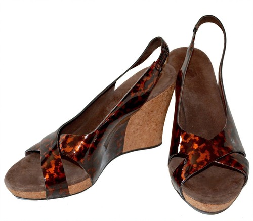 Scarpe sandali UGG Australia donna tacco zeppa stampa ghepardo pelle misura 7