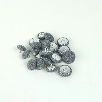 Grey Wool Look Upholstery & Furnishing Loop Back Buttons in 17mm or 21mm - Image 1 of 4