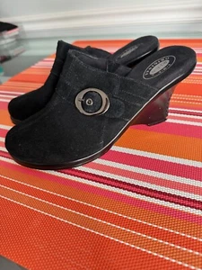 Dr. Scholls The Original Damen-Pantolette Veloursleder Schnalle Keilabsatz schwarz 8,5 - Bild 1 von 7