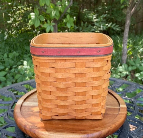 1994 Longaberger Father's Day Tissue Basket w/ Red & Blue Trim Cover