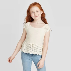 Mädchen V-Ausschnitt Kurzarm Pullover - Art Class Ivory M - Bild 1 von 1