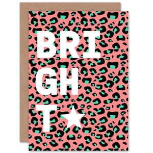 Korallengrün Helle Wörter Leopard Geburtstagskarte - Bild 1 von 5