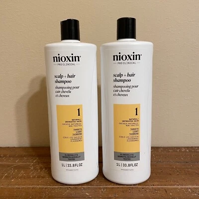 Nioxin Pro Clinical 1 Scalp + Hair Shampoo Pack of 2  1L / 33.8 oz each new!!! - Image 1 of 3