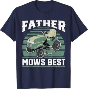Father Mows Best Funny Riding Mower Retro Mowing Dad Gift T-Shirt - Picture 1 of 12