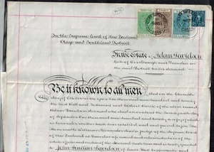 New Zealand QV Postal Fiscals on ORIGINAL DOCUMENT L35 Green, 30S, 7S, EVIII 8d - Picture 1 of 3