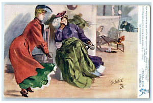 ok. 1905 Zbiórki z krążkowych dziewcząt Nierozważna antyczna pocztówka Oilette Tuck