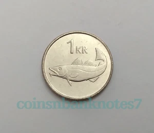 1989 Iceland 1 Krona Coin, KM27a Uncirculated / Fish-Cod - Picture 1 of 2