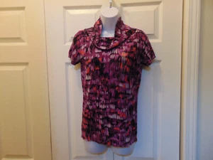 Top Ann Taylor Cuello Capucha Mujer Pequeño Corto Slv Púrpura/Negro Tonos Nuevo con Etiquetas De Colección Años 90 - Imagen 1 de 12
