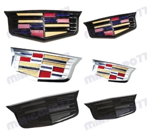 New SET Front Grille Rear Trunk Emblems Badges Fit 15-19 Cadillac ATS XTS XT5 - Picture 1 of 12