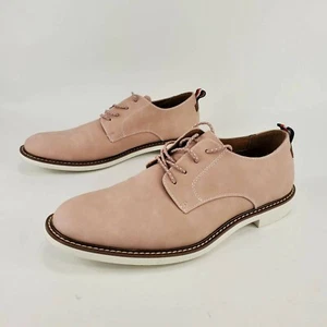 Tommy Hilfiger Mens Garson7 Oxford Shoes Pink Leather Lace Up Almond Toe 9.5 - Picture 1 of 12