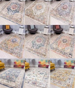 Tappeti vintage stile moderno soggiorno camera da letto effetto invecchiato grande tappeto da pavimento sbiadito - Foto 1 di 71