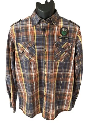 Modern Culture Shirt Men's Medium Button Up Multicolor Plaid Pockets LS - Image 1 of 4