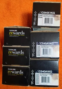 6 x Lexmark Toner C544X1KG, C540A1KG, C544X1MG, C544X1CG, C544X1YG OVP - Bild 1 von 2
