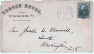 Brooks House Brattleboro Vermont 1881 Fancy Cancel Postal Cover~703AI - Picture 1 of 2