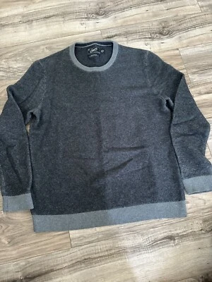 Grayers Clothiers 圆领毛衣棉/美利奴纹理针织蓝色 L 码 — 第 1/4 张图片