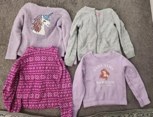 Lot Of Girls Sweatshirt Jackets Size 8 Hoods Disney Ariel Unicorn Rainbows Pink - Picture 1 of 5