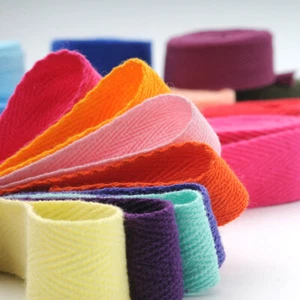 Cotton Twill Tape 25mm Bunting Herringbone Webbing Ribbon Bias Binding 1 inch - Picture 1 of 28