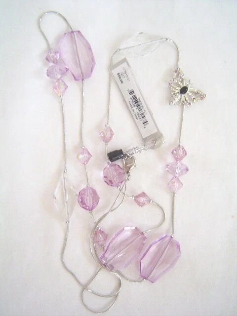 New GUESS in Silver Purple Sones Butterfly Necklace nuevo collar Foto 1 de 1