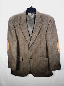 Lacrosse Men's Hunting  Tweed 100% Wool Elbow Pad Blazer Sport Coat Jacket 42R