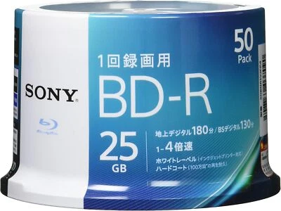 Sony  50 Bluray Discs BD-R DVD HD 4X Speed Inkjet Printable 25GB from Japan - Image 1 of 4