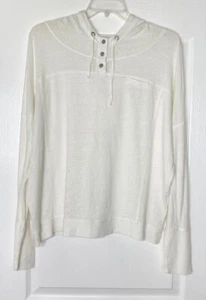 EILEEN FISHER Leinen Noppen Strick Druckknopf Hoodie Sweat-Shirt Pullover Oberteil LARGE - Bild 1 von 5