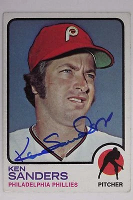 KEN SANDERS Philadelphia Phillies AUTOGRAPHED 1973 TOPPS #246 Signed Card 16C - Image 1 of 3