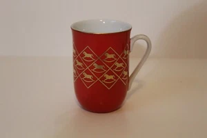 Otagiri Red w/Gold Rocking Horses 8 oz Ceramic Coffee Mug/Cup - Picture 1 of 7