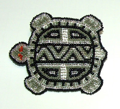 Cordón Tortuga Con Cuentas 3.5" W x 3" L Respaldo Cuero Clip Francés Regalia #01 Foto 1 de 3