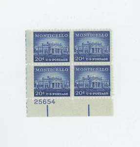 MONTICELLO STAMP OF 1956 - PLATE BLOCK - MINT - SCOTT #1047 - Picture 1 of 2