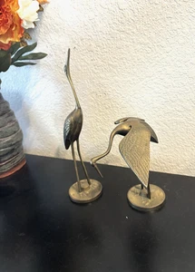 Statuine uccellino airone gru in ottone vintage - Foto 1 di 5