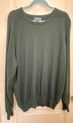 Land’s End Men’s 100% 2-Ply Cashmere Green Crewneck Sweater L 42-44 Preppy Luxe - Image 1 of 4