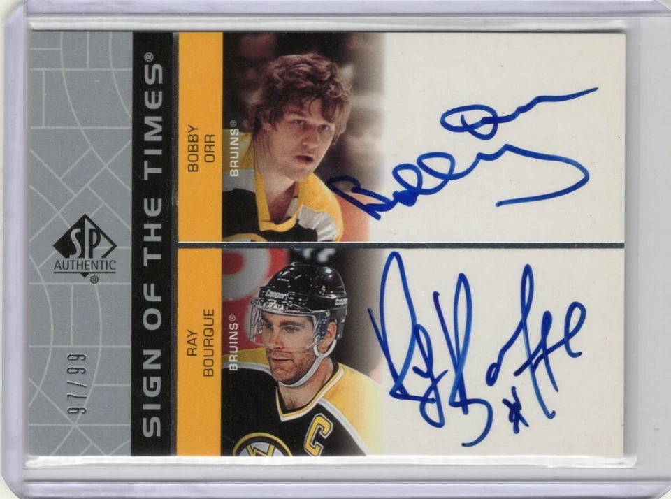 02-03 SP AUTHENTIC SIGN OF THE TIMES DUAL AUTO RAY BOURQUE / BOBBY ORR 97/99 - Image 1 of 1