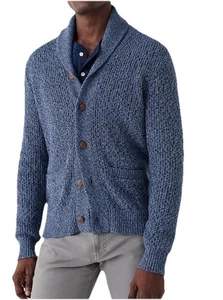 Faherty Para Hombres XXL Chal Cárdigan Suéter Algodón Mezcla Cachemira Bolsillos Frontales Azul - Imagen 1 de 6