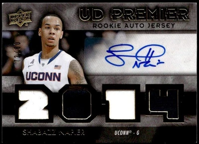 Camiseta 2014-15 SPx #25 Shabazz Napier UD Premier autógrafos #/80 E1 - Imagem 1 de 2