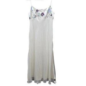 Vintage Niki Livas Schlupfkleid Damen 14 90er Chiffon Fee Kokette Maxi Cottagecore  - Bild 1 von 11