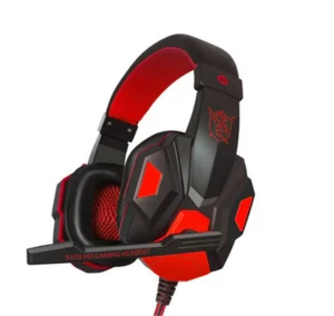 Red Gaming Headset with Microphone 3.5mm Plug Ergonomic Design Lightweight - Picture 1 of 2