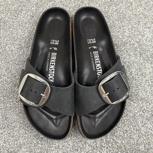 Birkenstock Madrid Big Buckle Patent Black Leather Slides Euro 38 Womens US 7 - Picture 1 of 9