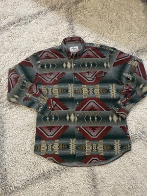 VTG Roper Aztec Southwestern Heavy Flannel Button Up Shirt Fits L  - Image 1 of 4