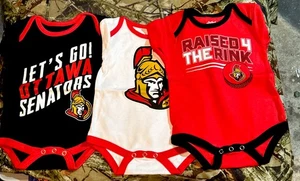 NHL Ottawa Senators Talla 0 a 3 Meses, 3 Body Monos Conjunto de Una Pieza - Imagen 1 de 6