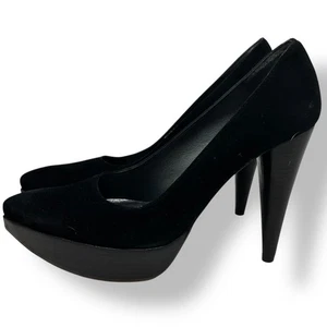 Stuart Weitzman Platform Pumps Shoes Black Suede Leather Size 6 - Picture 1 of 7