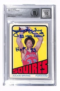 Julius Erving 1972 Topps firmado #195 RC BGS auténtico automático 10 '83 Champ '93 patio - Imagen 1 de 2