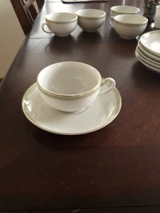 Heinrich & Co. Bavarian Selb H&C Co. Porzellan grüne Ränder Untertasse und Tasse 6 Sets - Bild 1 von 9