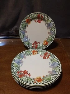Set Of 4 Sango EMERALD GARDEN PATTERN Salad Plates 3970 - Picture 1 of 4