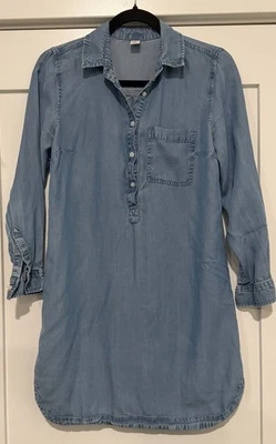 OLD NAVY TENCEL LYOCEL Denim Camisa Vestido Azul Cuello Popover Para Mujer Talla XS Foto 1 de 4