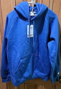 Carhartt WIP Hooded Chase Sweatshirt Size M Blue Workwear Hoodie Thick NWT - Picture 1 of 11