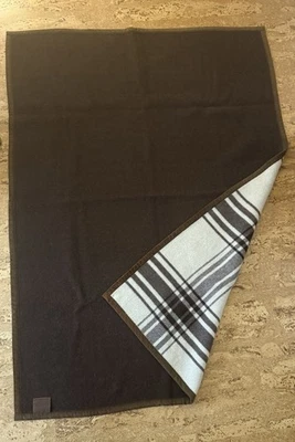 Vintage Plaid Wolldecke Schurwolle Braun Beige Kariert - Bild 1 von 4