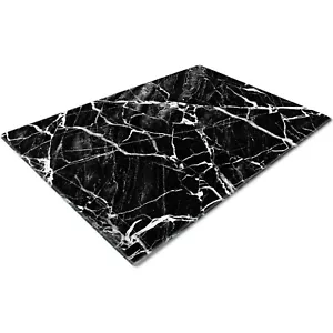 Glass Chopping Cutting Board Work Top Saver Large Marble Effect Black White - Picture 1 of 6